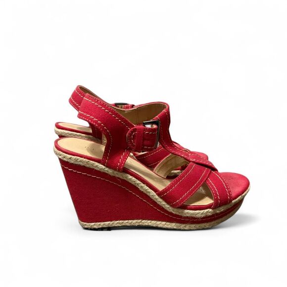 Women's Red wedge Sandals - Picture 2 of 6